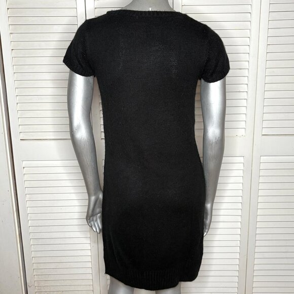 Xhilaration Cat Christmas Tree Sweater Dress Ugly Xmas Knit Black M 2000s Y2K - Picture 6 of 8